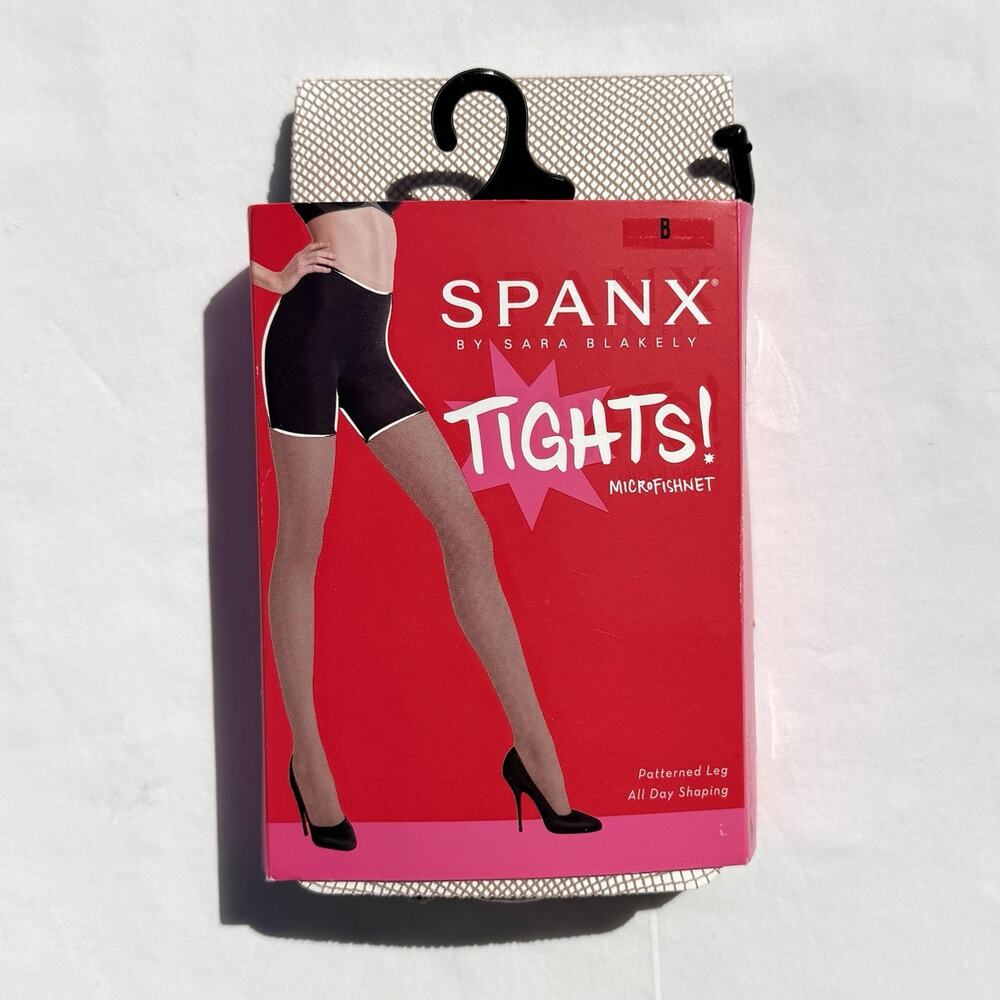 Spanx Micro Fishnet Mid Thigh Shaping Tights Size B Nude Shapewear